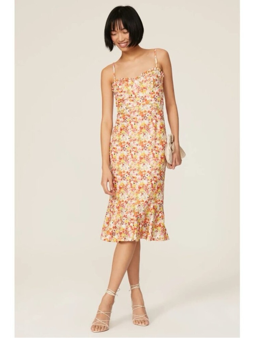 HUTCH Selene Bustier Textured Midi Dress